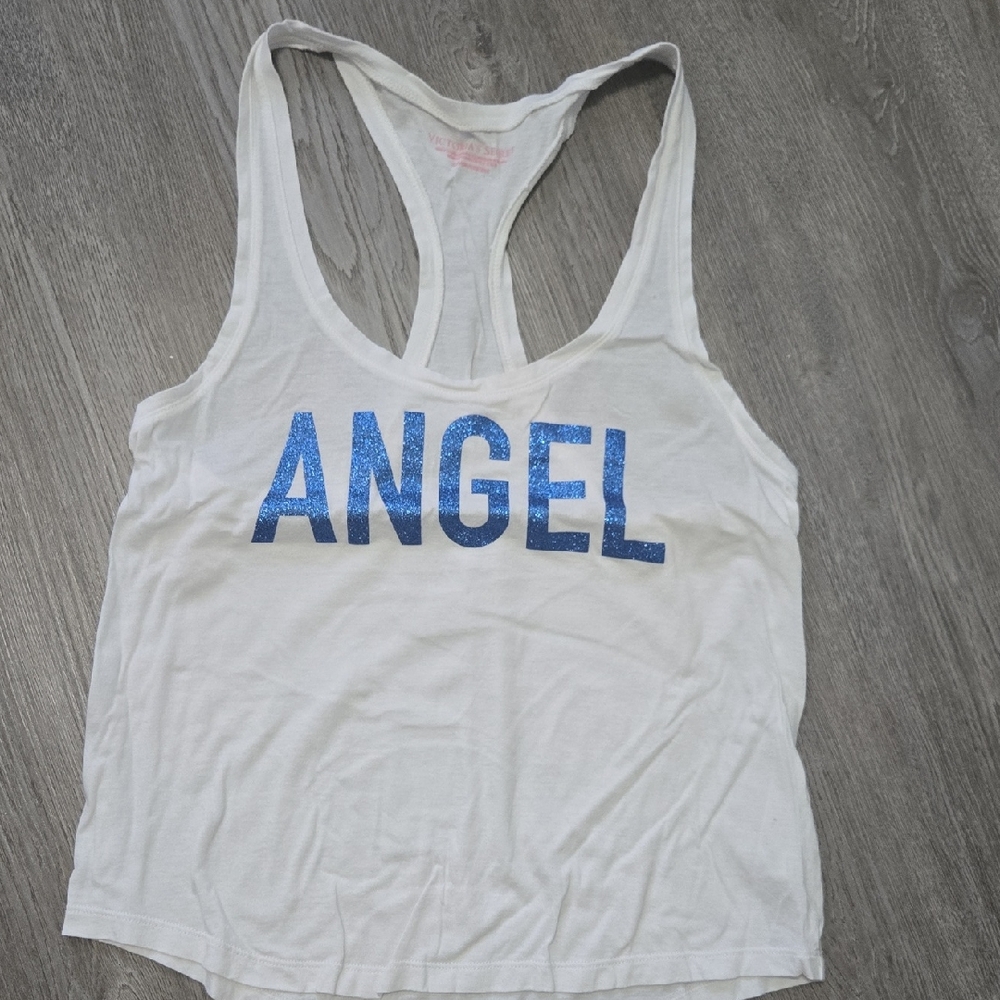 Victoria's Secret White Tank Top with Pink Logo